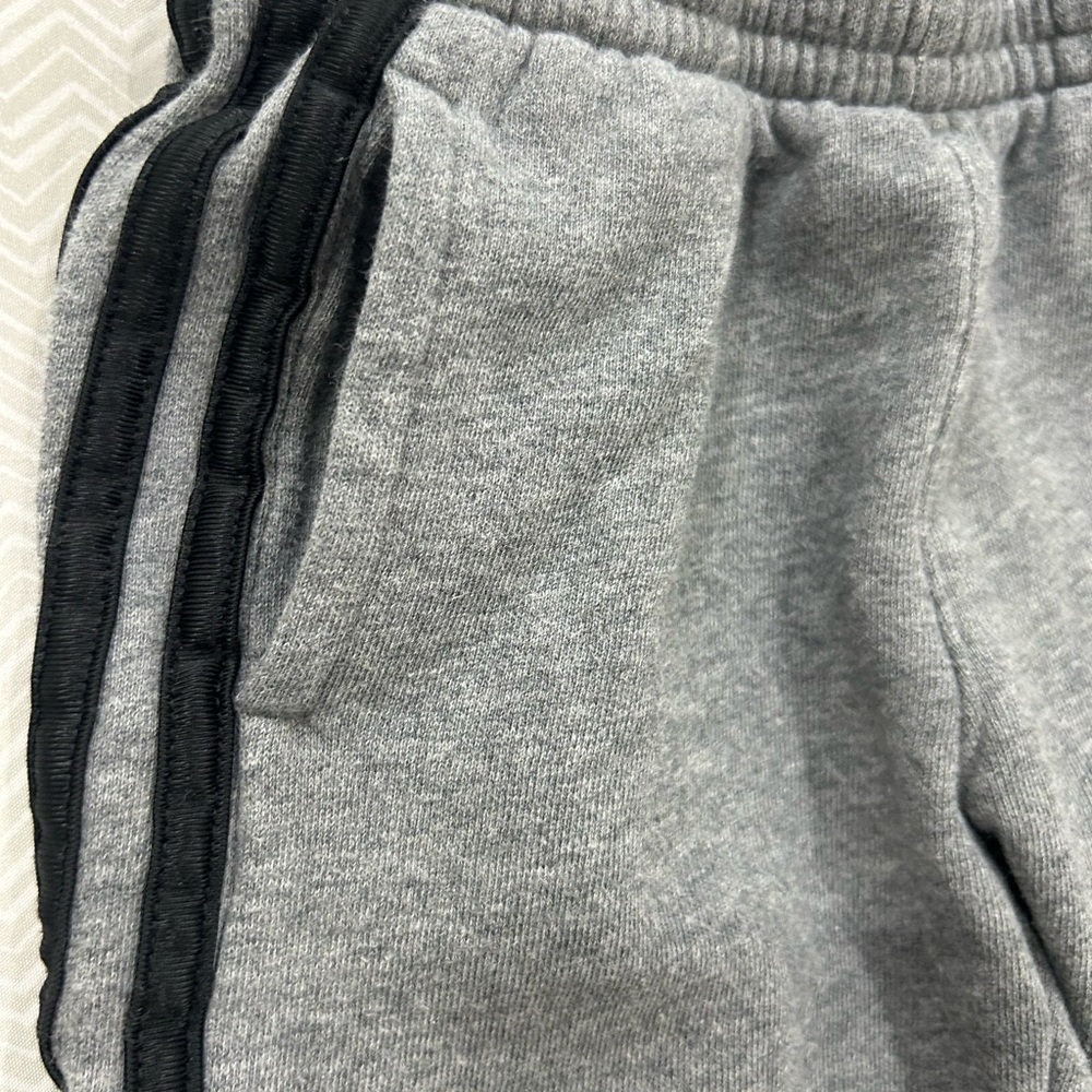 Adidas Kids Gray Sweatpants with Black Stripes - Picture 5 of 6
